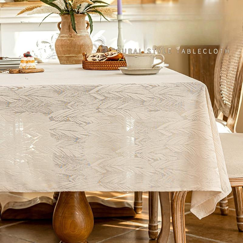 Jacquard Solid-Color Tablecloth Rectangular Embroidery Household Dining Table Tablecloths Dust-Proof Simple Tea Table Decoration