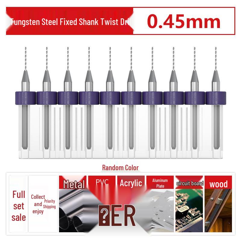 PCB Tungsten Steel Micro Twist Drill Set, 0.2-3.0mm, Fixed Shank