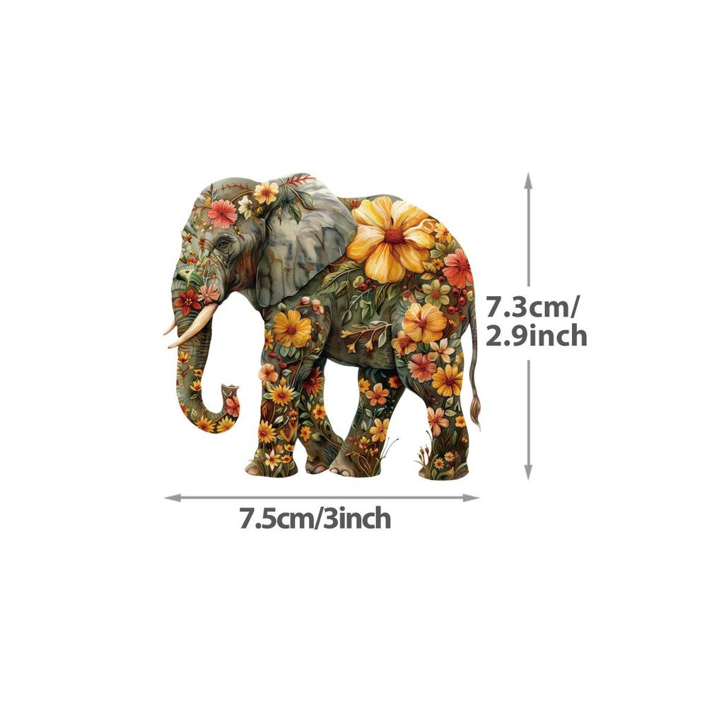 Iron On Patches Elephant With Flowers Diy Parches Ropa Clothes Stickers T-Shirt Hoodies Heat Press Appliqued Stickers For Cloth