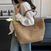 1Pcs Bohemian Summer Fashion Straw Beach Tote Bag Hand-Woven Women'S Shoulder Handbag Travel Shopper Weaving Shopping Bags