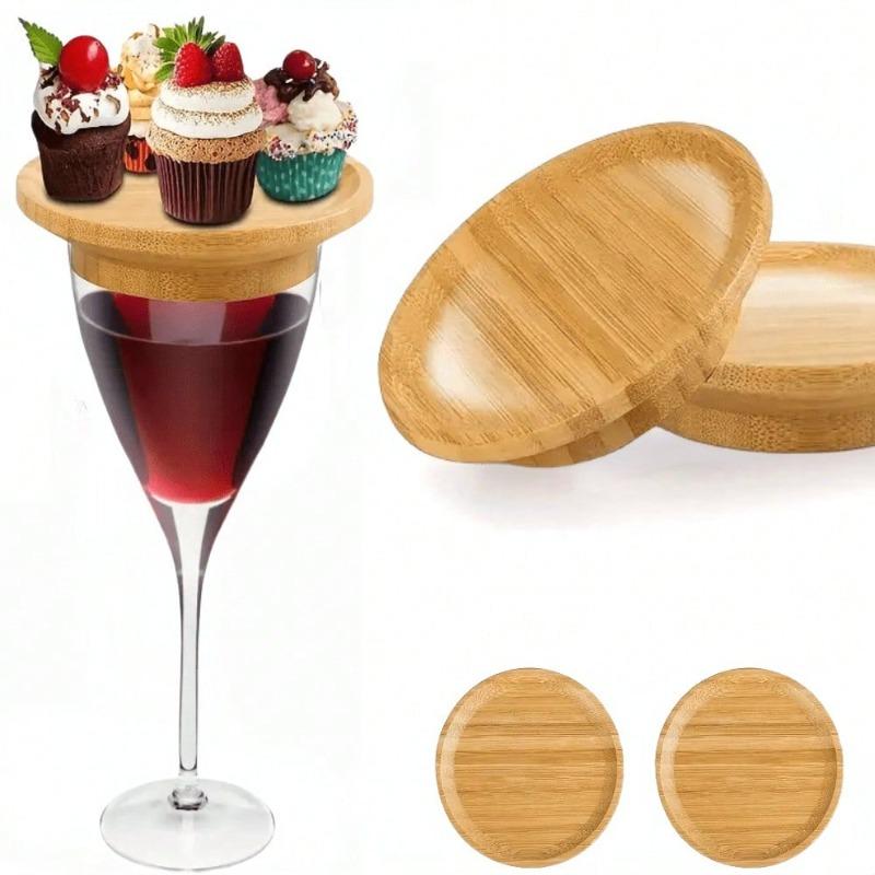 Ensemble de Planche à Charcuterie Écologique en Bambou avec Assiettes Rondes pour Apéritifs et Sous-verres pour Verres à Vin Parfait pour les Fêtes les Restaurants