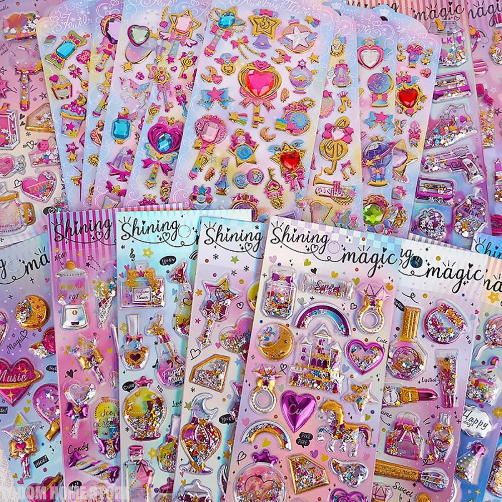 8pcs Random Wand Princess Stickers Magical Girl's Gift for Scrapbooking Material Craft Supplies Kawaii