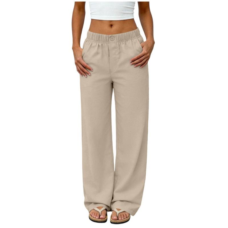 Summer new European and American style high waist loose straight pants women's casual trousers fashion versatile European and American