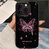 Schöne rosa Schmetterling Handyhülle für iPhone 16 Pro Max 15 14 Plus 13 12 11 X XR XS Max 7 8 Plus 16E SE2 Stoßfestes Weiches Cover
