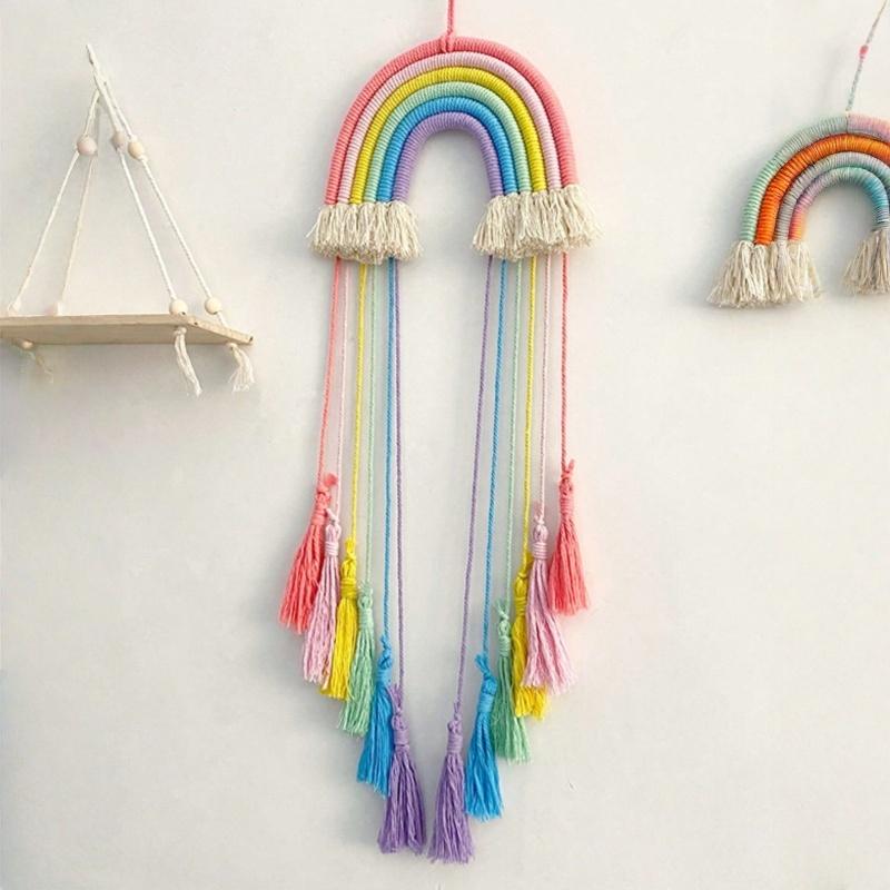 1 Piece of Christmas Cotton Rope Woven Rainbow Wall Decoration, Creative Bedroom Pendant, Homestay Decoration Pendant