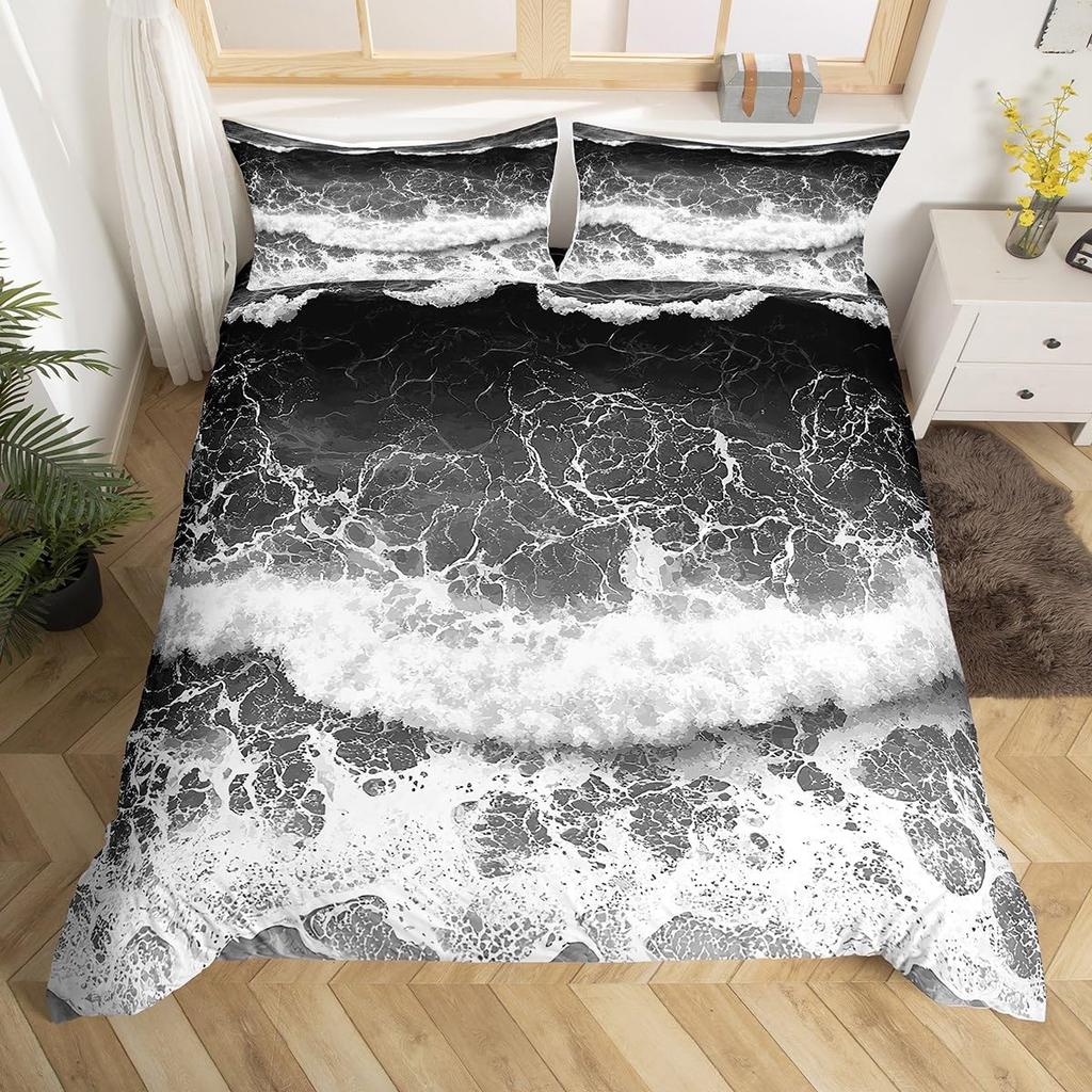 Beach Duvet Cover Twin Full Queen King Size,Ocean Theme Bedding Set for Kids Girls Boys Room Dorm,Coastal Beach Comforter Cover