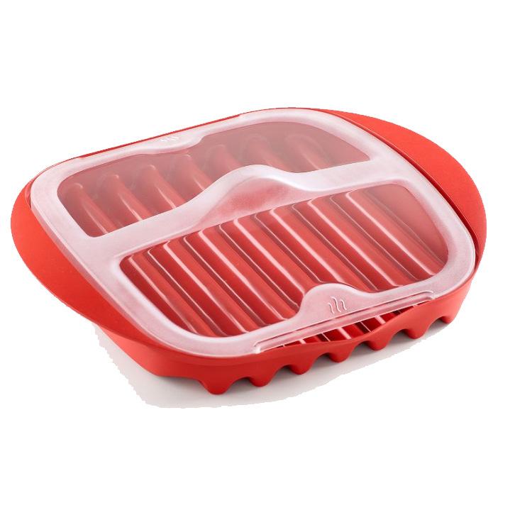 Microwave Bacon Maker Cooker Tray with Splatter Lid BPA-Free Microwave Bacon Grill Pizza Tray Efficient Food Prep Kitchen Tools