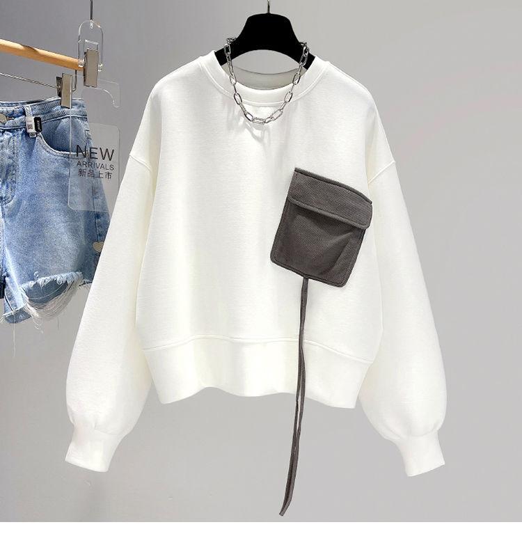 

Женская весенняя толстовка с круглым вырезом, карманом, завязкой, длинными рукавами, свободная и облегающая, с панельным верхом S