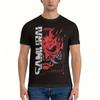 Unisex Vintage Japanisches Gaming 2077 Cyber Samurai T-Shirt Schwarz Baumwolle Rundhals-T-Shirt mit Retro-Futuristischer Punk-Kunst in Rot