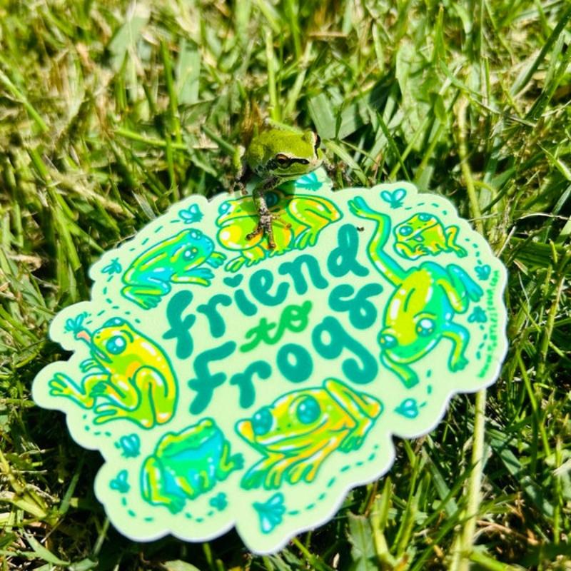 Friend To Frogs Amphibian and Toads Art Sticker, Cute Sticker, Laptop Decal, Frog Sticker