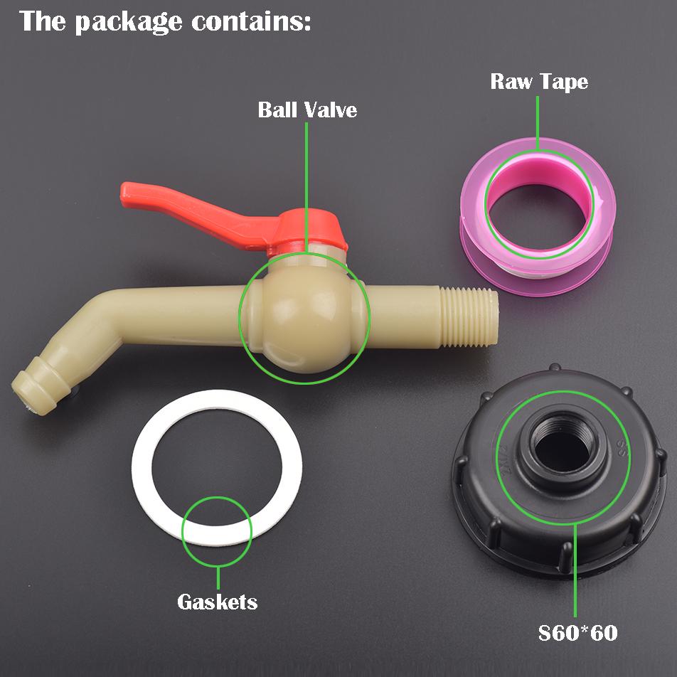 Garden Tank Faucet Filter Press S60X6 IBC Water Box Adapter Lengthen Connector Valve Sturdy Plastic Tap Hose Sludge Treatment