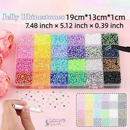 24 Grids 3mm Colored Resin Acrylic Flat Back Rhinestones for Nail Art Decorations
