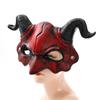 PU Leather Goat Horn Mask Cattle Cosplay Masquerade Halloween Mask Demon Half Face Cover Cosplay Masquerade Unisex