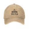 Pilot Denim Baseball Cap Born To Fly Unisex Print Hip Hop Hats Spring Retro Kpop Dropshipping Baseball Caps