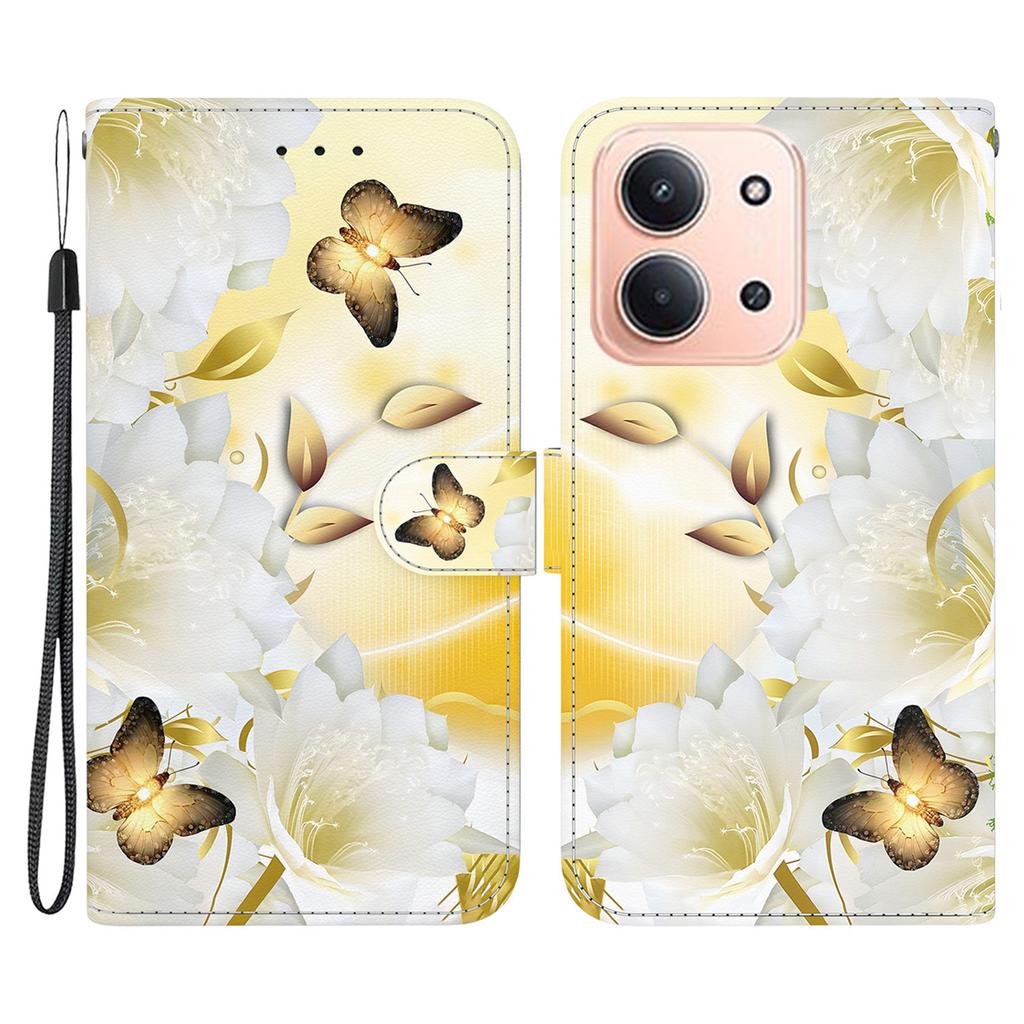 For Xiaomi Redmi 15C 5G (EU) (173mm)/15C 4G (EU) (173mm) Wallet Phone Case Pattern Printing Leather Flip Cover with Strap