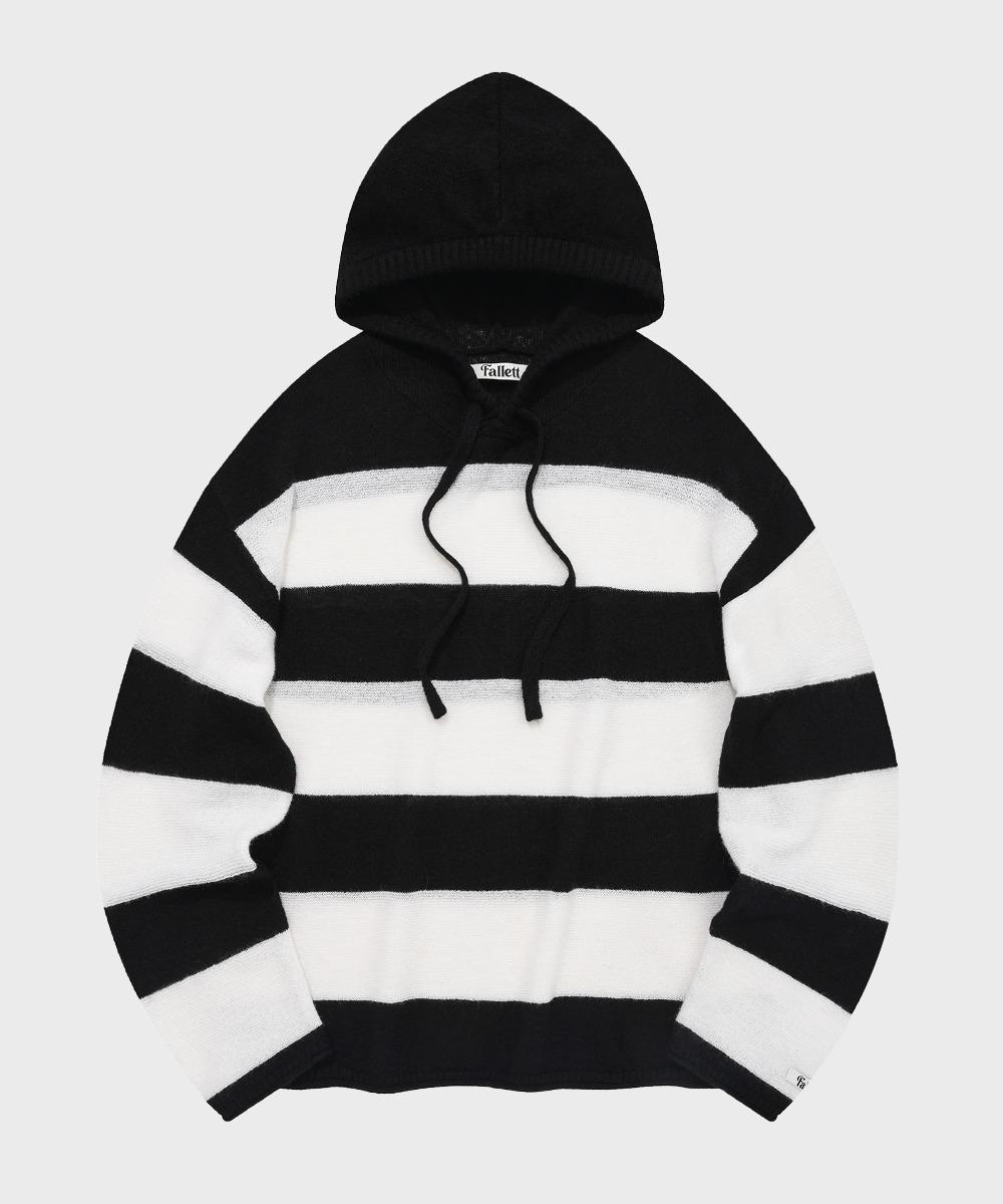 Pallet Striped Sheer Knit Hoodie Black Black/L