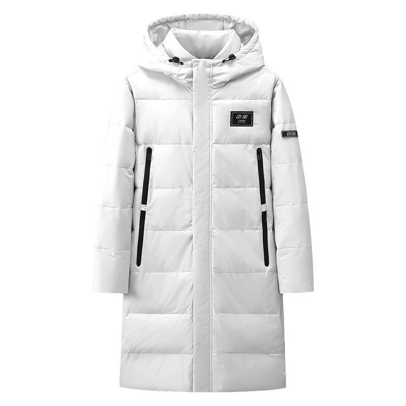Down Jacket Men's Winter New Windproof Medium and Long Thick Hooded Warm Jacket Men's Couple Top