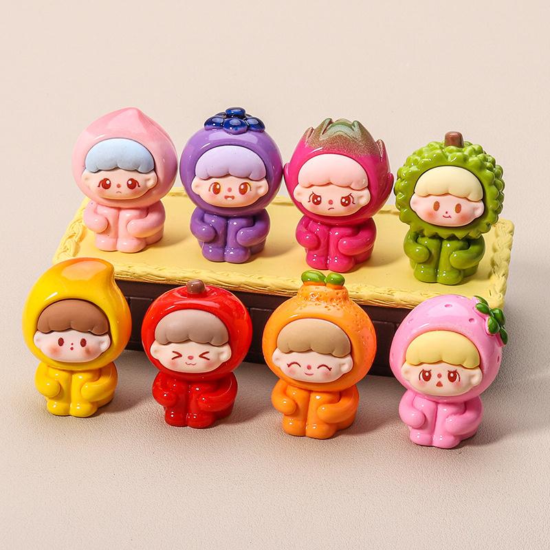 Creative Kawaii Fruit Dolls Decorations Cartoon Cute Resin Small Ornaments Diy Jewelry Accessories Kids Birthday Gift Collection