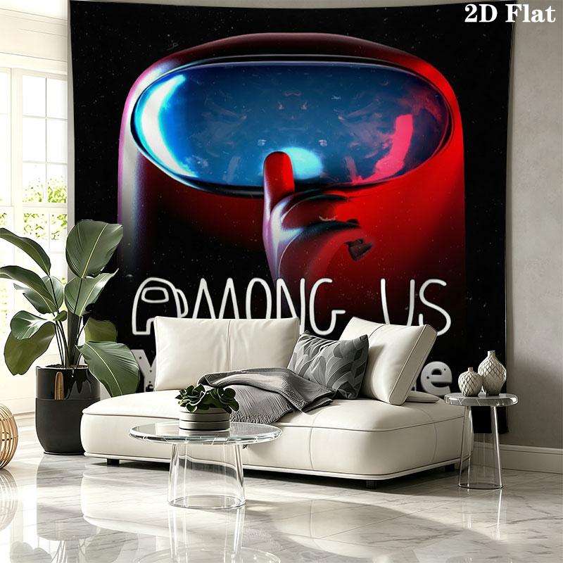Among Us Custom Name Wall Tapestry Aesthetic Wall Hanging Printed Fabric Blanket Decorative Tapestries for Bedroom Living Room Home Decor