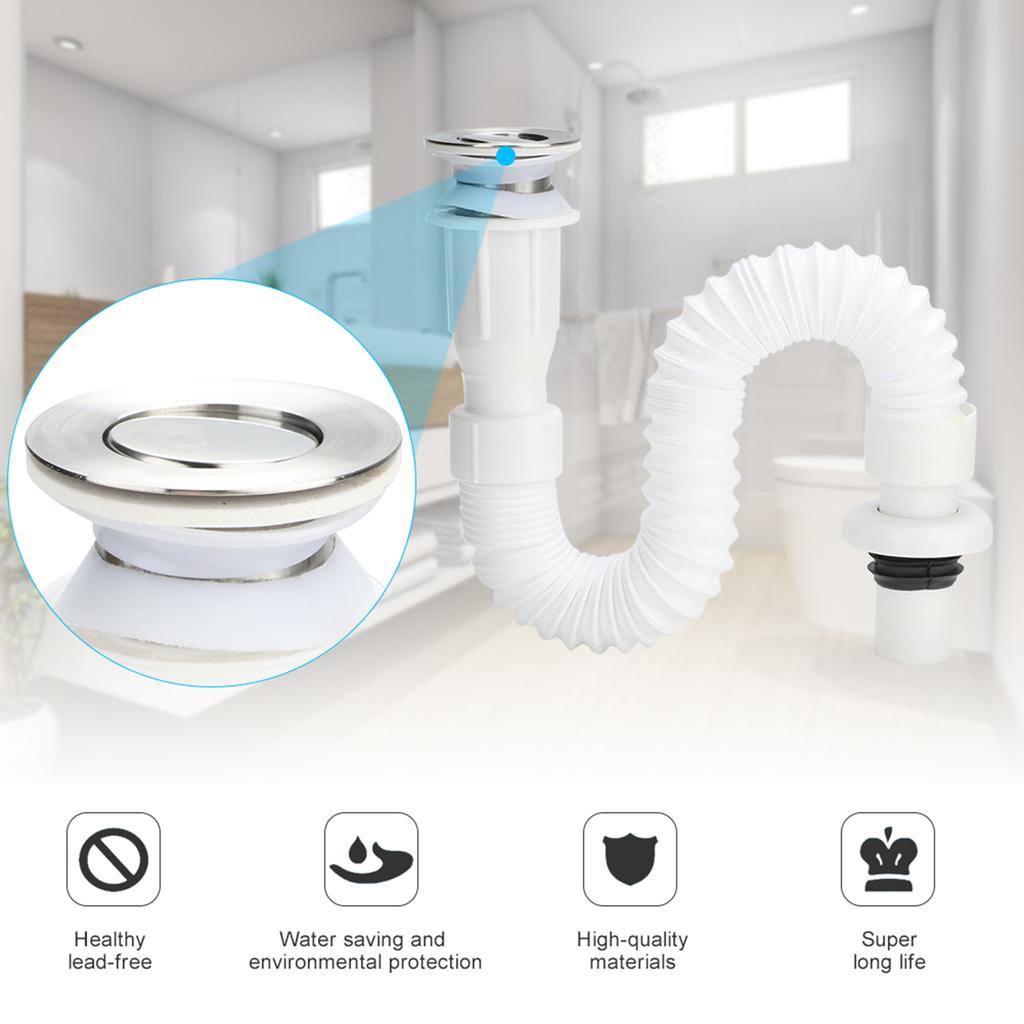 2Pcs Flap Type Flexible Bathroom Basin Water Drain Hose Pipe Draining Accessories