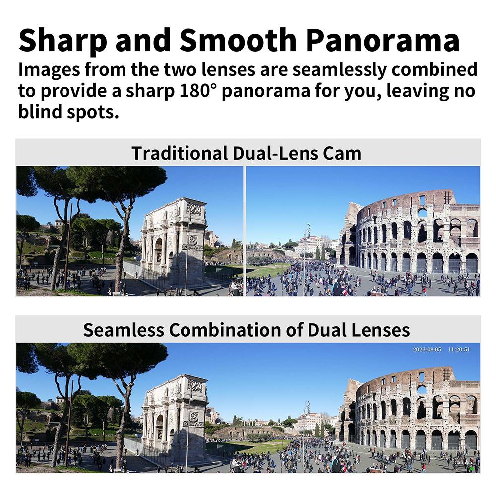 4K 8MP WiFi Security Camera Outdoor Fixed 180° Wide Angle Panorama Cam Video Waterproof Surveillance CCTV 6MP Dual Lens Cameras