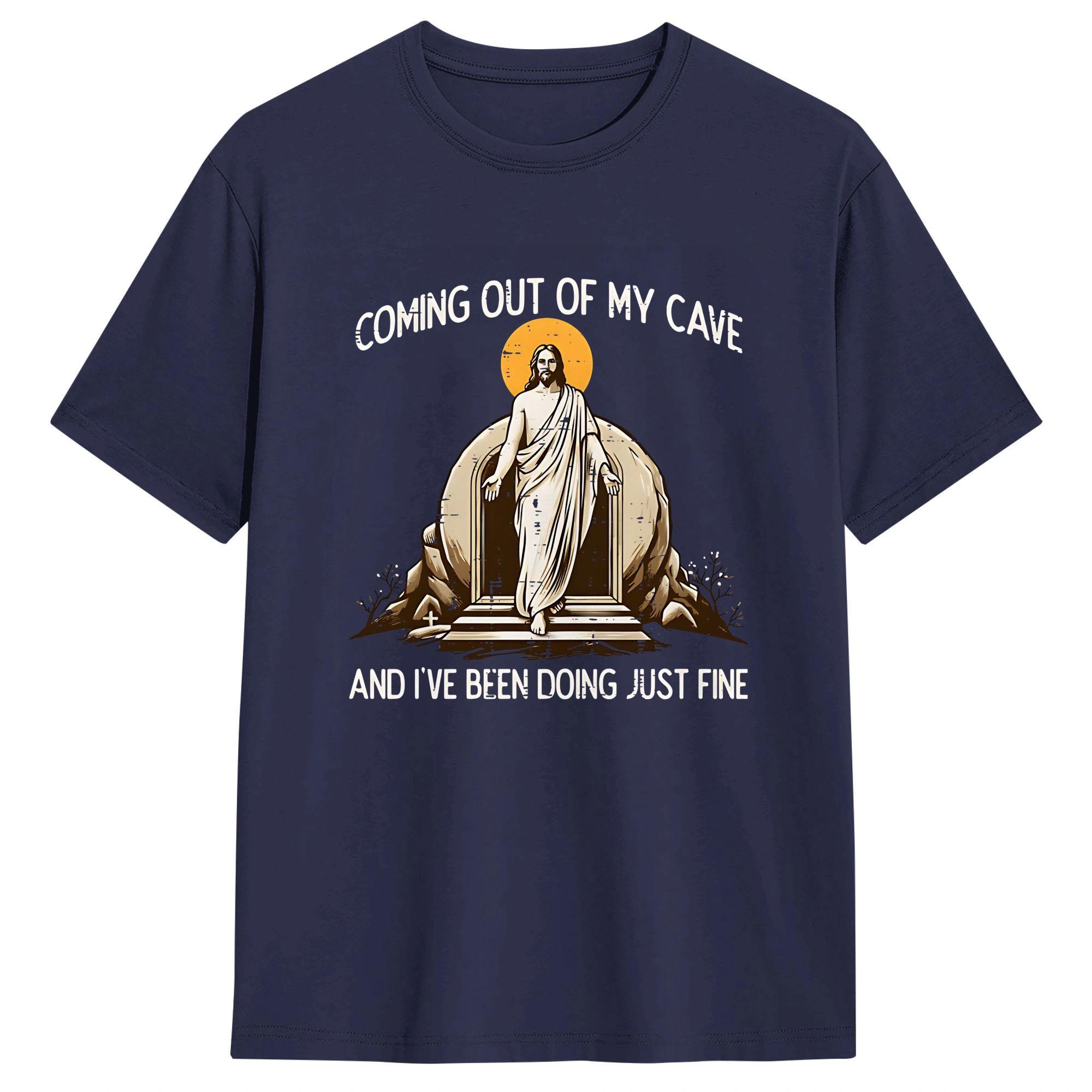

Streetwear TShirt Coming Out of My Cave the Jesus Resurrection Easter Cotton TShirts Tee Shirt Summer Aesthetic Short Sleeve 4XL
