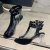 Fashion Punk Zip Design Brand Modern Boots Women Transparent PVC Ankle Strap Buckle Summer Boots Super-high Heel Slingback Ankle Boots