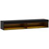 Wall-Mounted TV Cabinet up to 75" with 16-Colour LED Lights and Remote Control, 180x40x30cm, Black