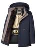 Men's Black Gold Fleece-Lined Hooded Winter Jacket - Thick Warm Cotton Parka for Middle-Aged Dads