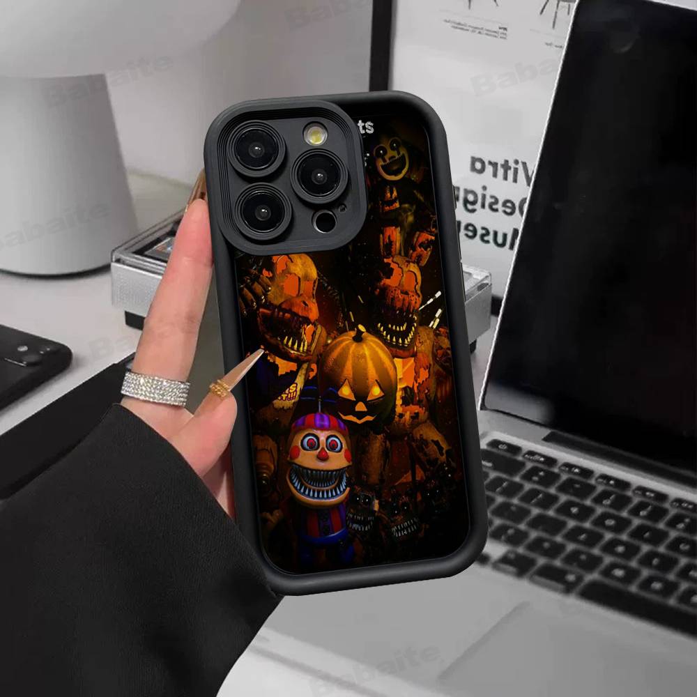 F-FNAF Five-nights-At-Freddys Silicone Soft Phone Case For iPhone 17 16 15 14 Plus 13 12 Mini 11 Black Cover