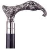 Black Wooden Walking Cane with Silver Brass Handle