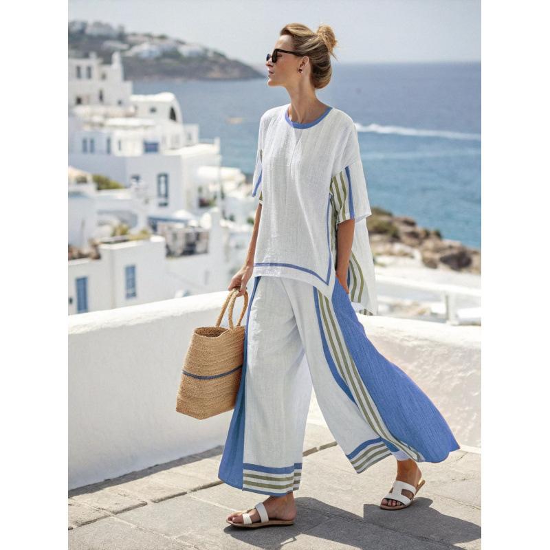 1116 European and American women's leisure vacation style suit Bohemian style suit fashion 1D digital printing