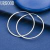 925 Sterling Silver Fashion Gift 35/50/60mm Large Round Hoop Pierced Earrings Wedding Jewelry