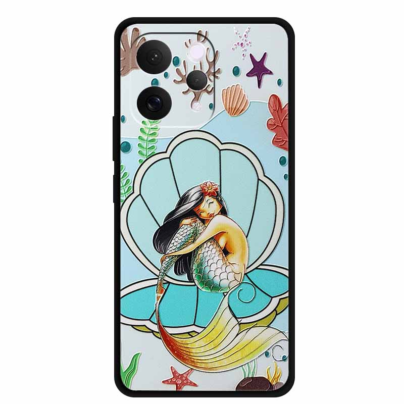 For Vivo S50 5G Case 3D Emboss Flower Black Silicone Soft Back Cover Case For Vivo S50 2025 Phone Case 6.59" Coque V2528A Fundas