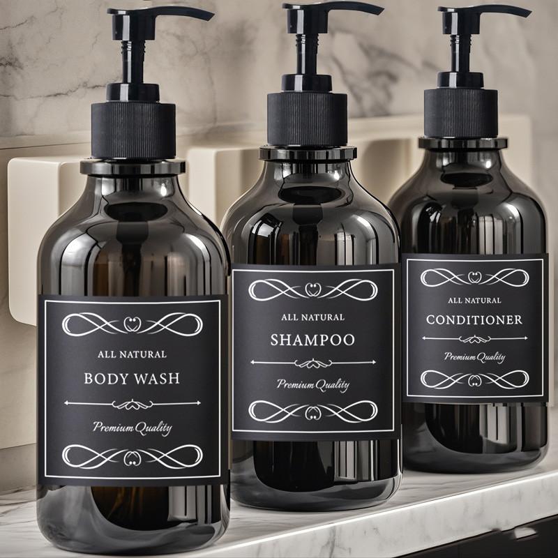500ml Shampoo and Conditioner Shower Soap Bottle with Label Apothecary Lotion Wall Mount Pump Soap Dispenser