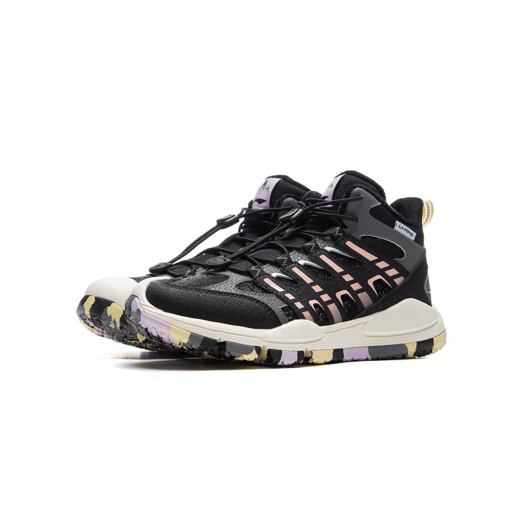 Li Ning Kids Outdoor Fashion Non-Slip Shock Absorbing Warm High-Top Casual Shoes Kids Casual Shoes Black Gray YKEU008-26