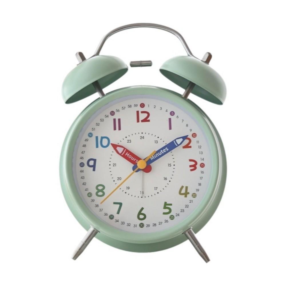 

Battery Operated Retro Alarm Clock Portable Bell Alarm Clock Desk Decoration зелёный