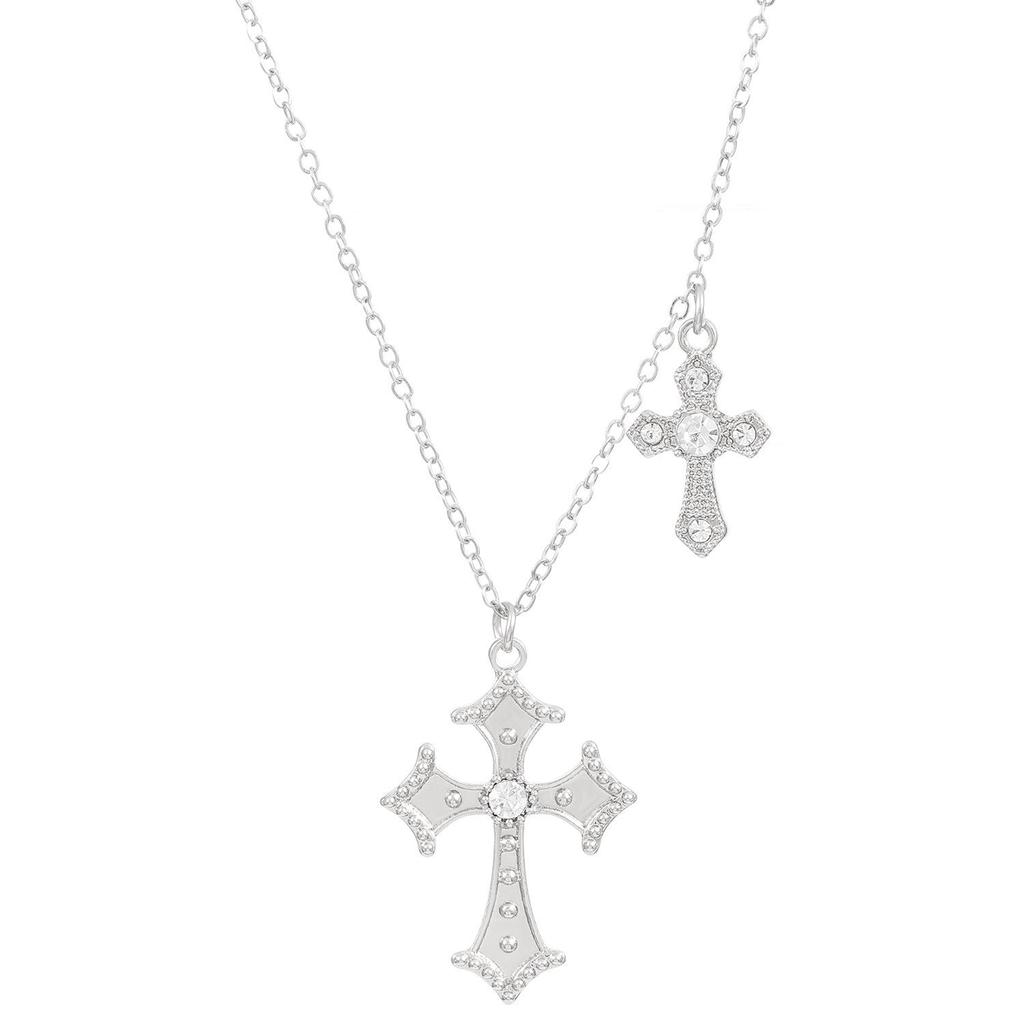 Women's Geometric Diamond Cross Necklace - European & American Punk Hip-Hop Style Choker