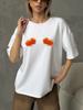 Thick White Oversized T-Shirt with Sandwiches Print
