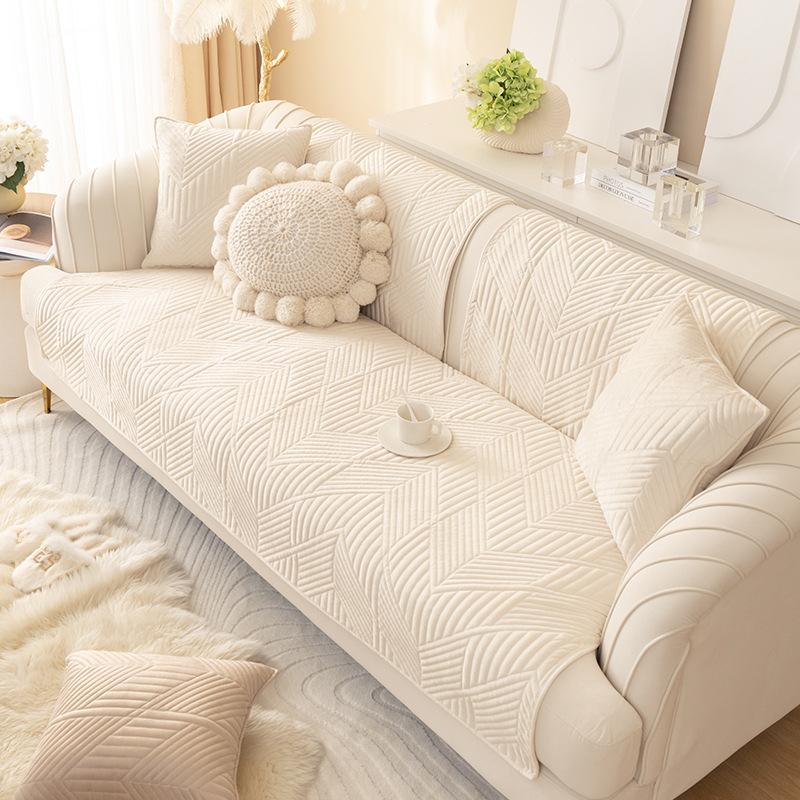 Light Luxury Style Sofa Cushion Winter Simple Cushion Four-season Anti-slip Plush Cover Backrest Towel