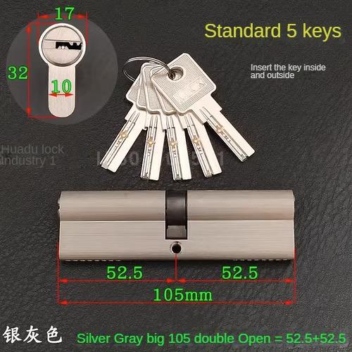 5pcs Keys Lock Cylinder,Door Cylinder 50-120mm Biased Lock Cylinder Double-side Lock Core Anti-Theft Entrance Brass Door Lock