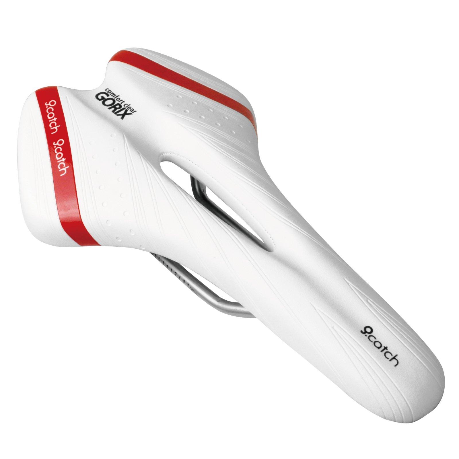

GORIX Bicycle Saddle with Memory Comfortable for Buttocks x A6-1 Foam, (White Red)