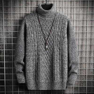 Men's Autumn and Winter Plus Size Thick Short Sweater, Warm Solid Color Slim Fit Sweater Inner Layer with Pullover Outerwear