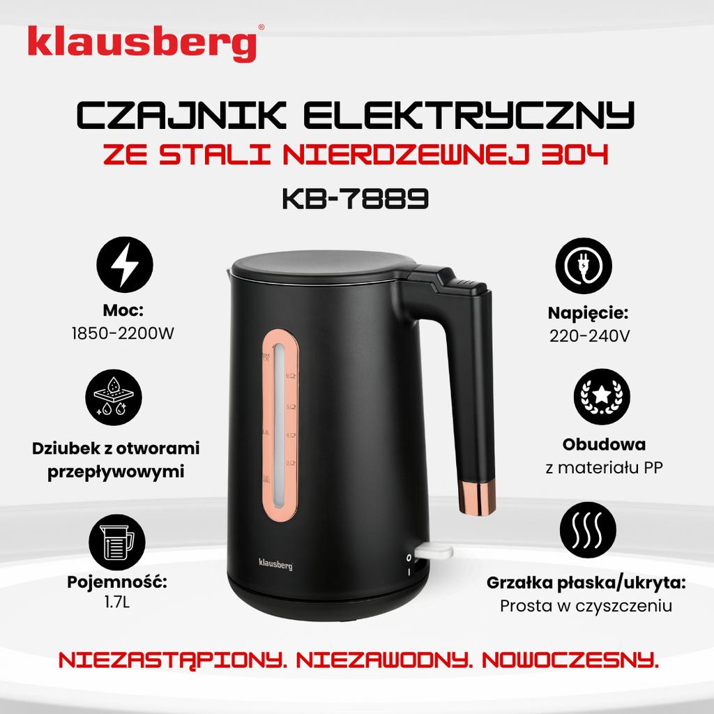 Cordless Electric Kettle 1.7L Black KLAUSBERG KB-7889