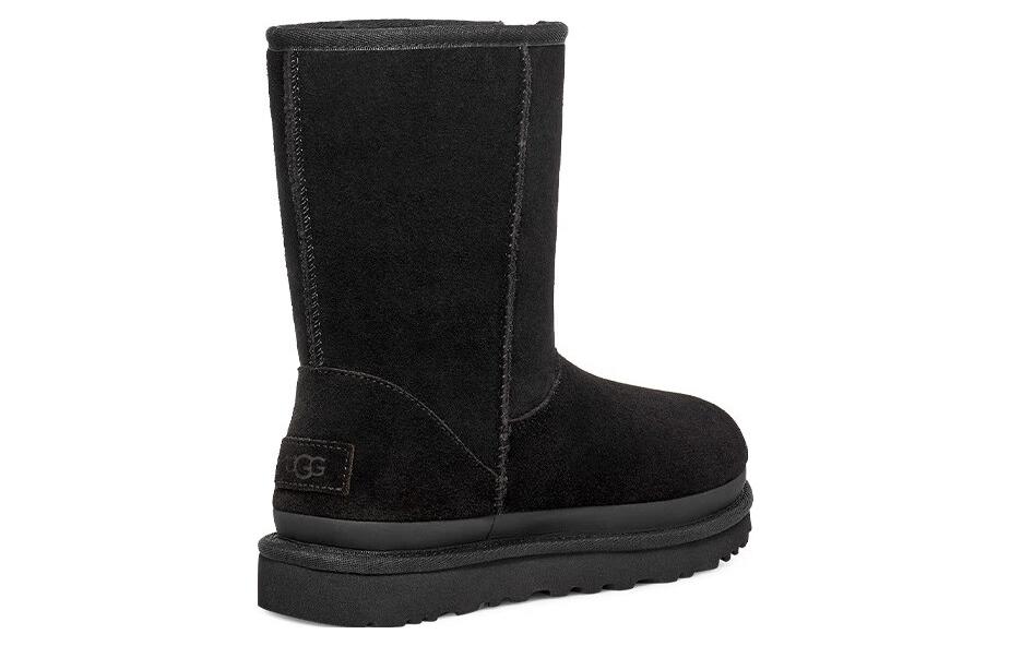UGG Classic Short Zipper Tape Logo Boot 'Black' Women's 1144035-BLK