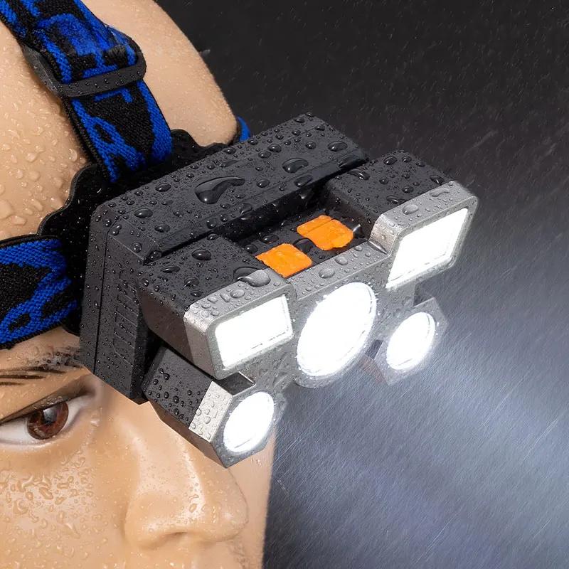 USB Rechargeable Headlamp Portable 5LED Headlight Built-in Battery Torch Portable Working Light Fishing Camping Head Light KTY