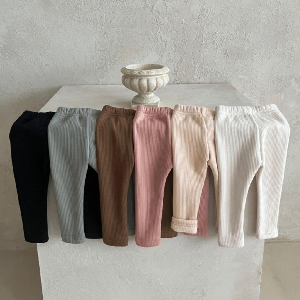 Newborn Velvet Striped Leggings - Elastic, Thin, Solid Color Pants for Boys & Girls, Spring and Autumn.