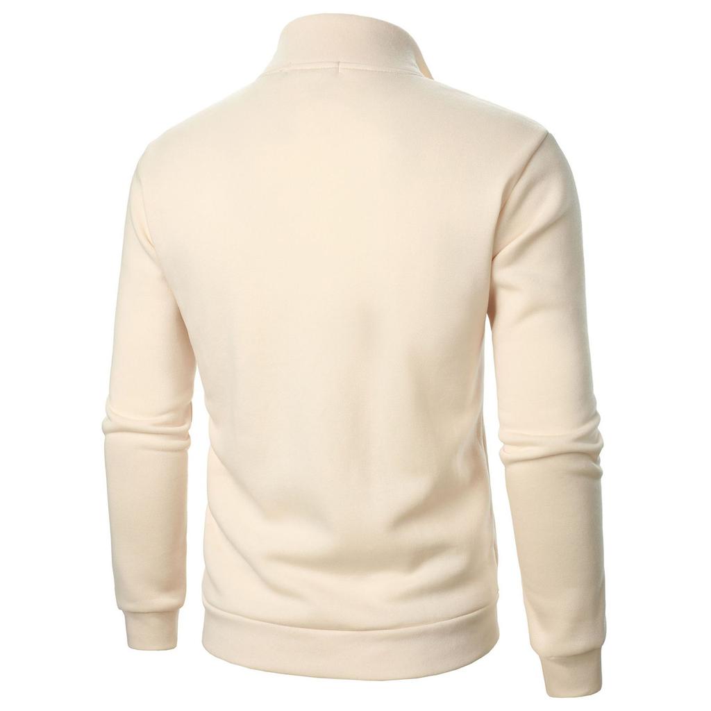 Men'S Long Sleeved Zipper Collar Shirt, Fashionable And Casual Lapel Top