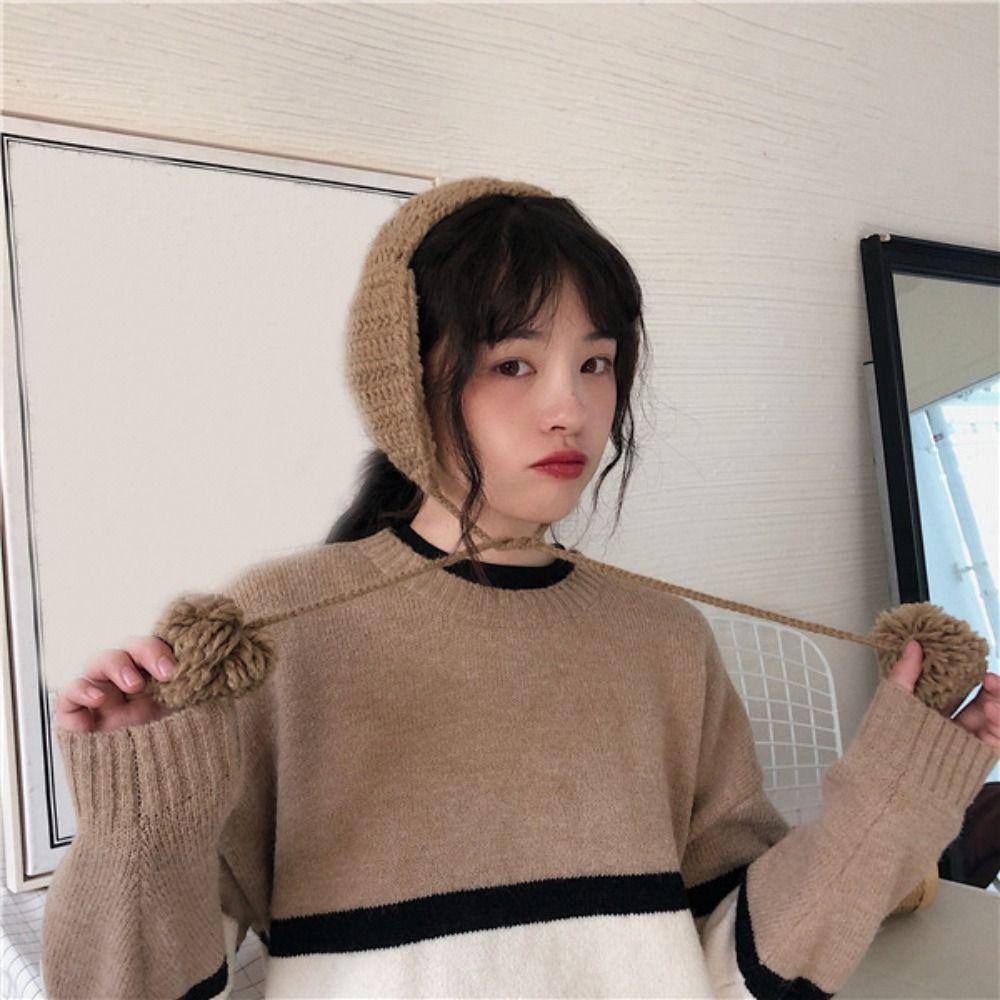 Thicken JK Knitted Earflap Korean Style Winter Ear Cover Chic Y2k Plush Earmuffs  Women