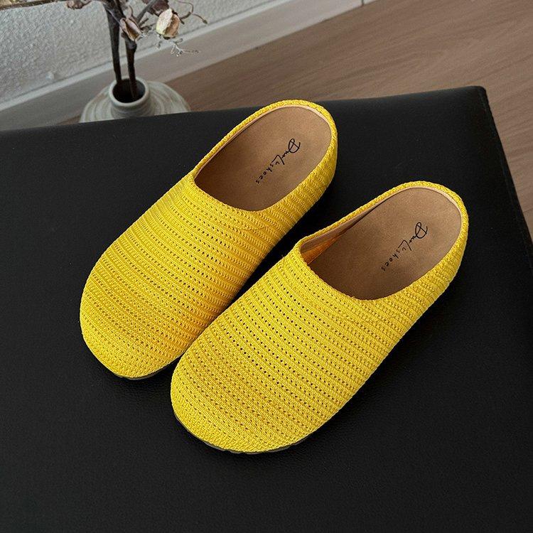 thick-soled inner height-increasing shoes, fisherman's bag head half slippers, women's summer wear new one-pedal sandals single shoes